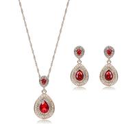 TTPSRY Conjunto Pendientes y Collar Mujer Lágrima Cristal Joyas Elegantes Set Joyería Brillante Accesorios Moda Regalo Aniversario Boda Fiesta