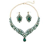 TTPSRY Conjunto Pendientes y Collar Mujer Plata Cristal Brillante Elegante Joyería Nupcial Boda Fiesta Diamante Imitación Gargantilla Pendientes Colgantes Set Regalo