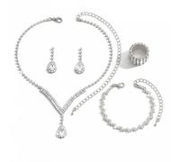 TTPSRY Conjunto Pendientes y Collar Mujer Plata Cristales Brillantes Pulsera Juego Joyas Elegantes Boda Fiesta Compromiso Regalo Navidad Cumpleaños Aniversario