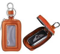TTPSRY Estuche Rectangular Llavero Cuero Cremallera Ventana Transparente Colgante Mosquetón Protector Mando Coche
