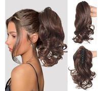 TTPSRY Extensión Cabello Ondulado Cola Caballo Pinza Garra Postizo Sintético Peinado Rápido Volumen Natural