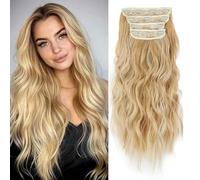 TTPSRY Extensiones de Clip de Pelo 4 PCS 21 Pulgadas Cabello Natural Ondulado Rizado Extensión de Cabello Extensiones con Clips Extensiones de Cabello Postizo Sintético para Mujer（#4）