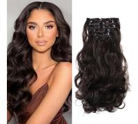 TTPSRY Extensiones de Clip de Pelo 7 PCS 20 Pulgadas Cabello Natural Ondulado Rizado Extensión de Cabello Extensiones con Clips Sintético Rizado Ondulado Largo para Mujeres（#3）
