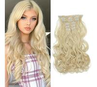 TTPSRY Extensiones de Clip de Pelo 7 PCS 20 Pulgadas Cabello Natural Ondulado Rizado Extensión de Cabello Extensiones con Clips Sintético Rizado Ondulado Largo para Mujeres（#4）