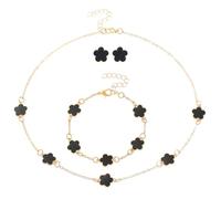 TTPSRY Joyas de Mujer Conjunto Collar y Pendientes Florales Verde Esmeralda Joyería Elegante para Ocasiones Especiales