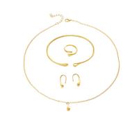 TTPSRY Joyas para Muje Juego de Joyería Lágrima con Líneas Superfinas Collar Pulsera Anillo Pendientes Colgantes Graduación Accesorios de Joyería