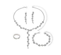 TTPSRY Juego de Joyas de Mujer Elegante con Cristales Brillantes Conjunto Collar y Pendientes para Fiestas y Eventos Especiales