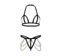 TTPSRY Lingerie Sexy Mujer Eróticos Conjunto Triangular con Cadenas Doradas Lenceria Hot Picardias Ropa Interior Transparente Camisones Sexys Body Divertida Lencería Erótica