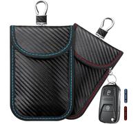 TTPSRY Llavero Coche Funda Llaves Coche Anti-RFID 2 Piezas Estuche para Llaves de Coche Bolsa de Bloqueo de Señal WiFi GPS Bluetooth Protección Seguridad Automóvil (Rojo y azul)