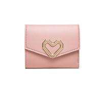 TTPSRY Monedero Mujer Trifold Corta Corazón Botón Cuero PU Gran Capacidad Cartera Pequeña Múltiples Ranuras para Tarjetas Billetera el Color es Muy Bonito(Rosa)