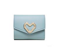 TTPSRY Monedero Mujer Trifold Corta Corazón Botón Cuero PU Gran Capacidad Cartera Pequeña Múltiples Ranuras para Tarjetas Billetera el Color es Muy Bonito（Azul）