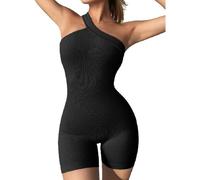TTPSRY Mono Corto Mujer Asimétrico un Hombro Jumpsuit Monos Deportivo Elástico Bodycon Fitness Enterizo Verano Elegante Conjuntos para Playa Yoga Deporte
