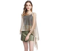 TTPSRY Mujer Brillante Chal Mantón Elegante Bufanda Estola Para Fiesta Vestido Boda Novia Dama De Honor Noche (Oro)