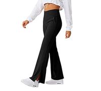 TTPSRY Pantalones de Yoga para Mujer Pantalones Deportivos de Trabajo de Cintura Alta con Bolsillos Bootleg Control de Barriga para Entrenamiento y Casual (Negro/S)