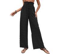 TTPSRY Pantalones Mujer Verano Anchos Palazzo Elegante Cintura Alta Elásticos Frescos Boho Trousers Hippies Vaporoso Largos Playa Vacaciones