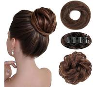 TTPSRY Peluca Mujer Extensiones pelo Natural Clips de Garra Flequillo Postizo pelo Natural Ideal para Peinados con Volumen y Postizos(Marrón claro)