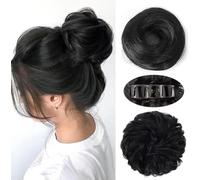TTPSRY Peluca Mujer Extensiones pelo Natural Clips de Garra Flequillo Postizo pelo Natural Ideal para Peinados con Volumen y Postizos(Negro)