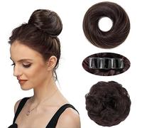 TTPSRY Peluca Mujer Extensiones pelo Natural Clips de Garra Flequillo Postizo pelo Natural Ideal para Peinados con Volumen y Postizos(Marrón oscuro)