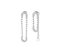 TTPSRY Pendientes Asimétricos Forma U Cadena Bolas Perla Acero Inoxidable Elegantes Largos Colgantes Mujer Joyería