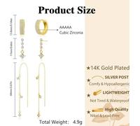 Ttpsry Pendientes Colgantes De Zirconia Cúbica Aaaachapados En Oro De 14k Set De 3 Pares Hipoalergénicos Y Ligeros Ideales Para Mujeres