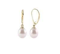 TTPSRY Pendientes Colgantes Perla Doble Elegantes Chapados Oro 18k Estilo Clásico Naturales Brillantes Joyería Mujer