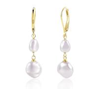TTPSRY Pendientes Colgantes Perla S925 Plata Esterlina Baño Oro 14k Hipoalergénicos Elegantes Joyas Mujer Cierre Palanca