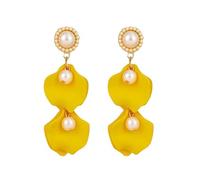 TTPSRY Pendientes Colgantes Pétalos Flor Perlas Elegantes Estilo Vintage Joyería Mujer Adorno Accesorios moda Femenina