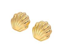 TTPSRY Pendientes Concha Marina Dorados 18k Oro Elegantes Joyas Femeninas Accesorios Brillantes Estilo Veraniego Adornos Marinos
