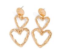 TTPSRY Pendientes Corazón Colgantes Texturizados Dorados Joyería Elegante Mujer Accesorios Brillantes Estilo Bohemio