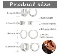 Ttpsry Pendientes De Aro Dorados De 4 Pares Chapado En Oro De 14k Zirconia Cúbica Aaaa Hipoalergénicos Y Ligeros Joyería Elegante Para Mujer