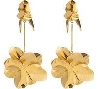 TTPSRY Pendientes de Flores Colgantes Pendientes Grandes Pétalo Exagerada Pendientes Largo Bohemias Florales Pendientes Joyería para Mujeres Niñas Prom(Oro)