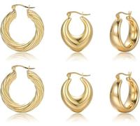 TTPSRY Pendientes de Oro Mujer Aro Hueco Redondo Grueso Pendientes Mujer Elegantes Joyas Accesorios Moda Aretes Dorados Clásicos Modernos