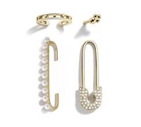 TTPSRY Pendientes Ear Cuff Perlas Cristales Imperdible Dorado Elegante Conjunto Pendientes Mujer Decorativos