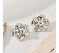 TTPSRY Pendientes Flor Camelia Dorados Elegantes Joyas Mujer Aretes Botón Chapados Oro 18k Acero Inoxidable Hipoalergénicos