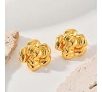 TTPSRY Pendientes Flor Camelia Dorados Elegantes Joyas Mujer Aretes Botón Chapados Oro 18k Acero Inoxidable Hipoalergénicos