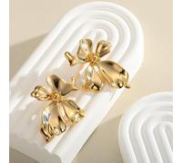 TTPSRY Pendientes Flor Metálica S925 Aguja Plata Chapado Oro 18k Joyería Elegante Mujer Diseño Pétalos Brillantes Estilo Minimalista