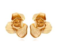 TTPSRY Pendientes Flor Metálicos Tridimensionales Dorados Grandes Estilo Vintage Elegantes Accesorios Joyería Mujer