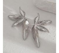 TTPSRY Pendientes Florales Metálicos Estilo Orquídea Texturizados Acabado Brillante Joyería Elegante Mujer Accesorios Decorativos