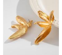 TTPSRY Pendientes Florales Metálicos Estilo Orquídea Texturizados Acabado Brillante Joyería Elegante Mujer Accesorios Decorativos