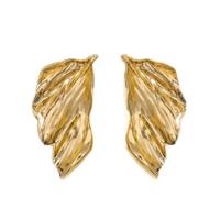 TTPSRY Pendientes Forma Hoja Texturizada Estilo Orgánico Acabado Metálico Grandes Llamativos Elegantes Joyería Mujer Accesorios Tendencia