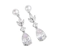 TTPSRY Pendientes Lágrima Cristal Cúbico Perla Elegantes Joyería Nupcial Brillantes Adornos Mujer Accesorios Lujo