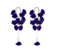 Ttpsry Pendientes Largos De Flores Moradas Colgantes Con Diseño De Rosas Elegantes Pendientes De Mujer Con Detalles Dorados Y Perlas Accesorios Femeninos Llamativos