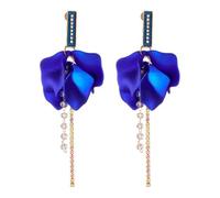 TTPSRY Pendientes Largos Pétalos Elegantes Cristales Brillantes Colgantes Cadena Decorativa Joyería Mujer Romántica Accesorios Femeninos