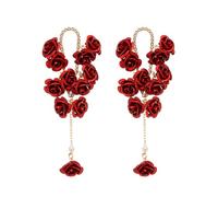 TTPSRY Pendientes Largos Rosas Cascada Cristales Brillantes Aretes Colgantes Elegantes Joyas Femeninas