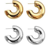 TTPSRY Pendientes Mujer Aro Grueso de Oro Mujer Grandes Aros Pendientes Modernos Joyería Elegante Accesorios de Moda Aretes Hipoalergénicos Brillantes para Uso Diario y Ocasiones Especiales