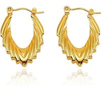 TTPSRY Pendientes Mujer Aro Ondulado Pendientes de Oro Elegantes Aretes Pequeños Joyas para Mujer Accesorios de Moda Bisutería Fina