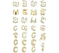 TTPSRY Pendientes Mujer Ear Cuff Sin Perforación Ajustables Cartílago Pendientes Plata Clips de Oreja de Oro Joyería Elegante Accesorios para Mujer(Oro)