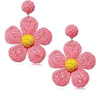 TTPSRY Pendientes Mujer Flor Artesanales Pendientes de Oro Mujer Bohemios Colgantes Joyería Hecha a Mano Accesorios Elegantes Regalos para Damas Señoras Chicas Adolescentes(Rosado)