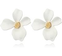TTPSRY Pendientes Mujer Flor Blanca Pendientes de Oro Elegantes Aretes Joyería Accesorios Moda Regalos Originales para Mujer Chica Adolescente