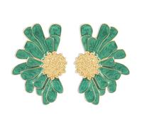 TTPSRY Pendientes Mujer Florales Bohemios Colgantes de Pétalos Grandes Zinc Dangle Poste para Uso Diario y Fiesta (Verde)